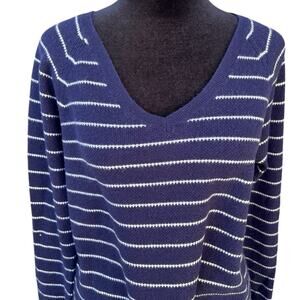 GA V-neck navy stripe sweater-women's size Large TALL
